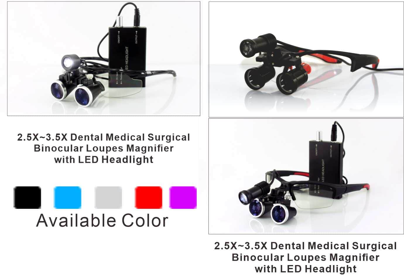 2.5X~3.5X Dental Medical Surgical Binocular Loupes Magnifier with LED