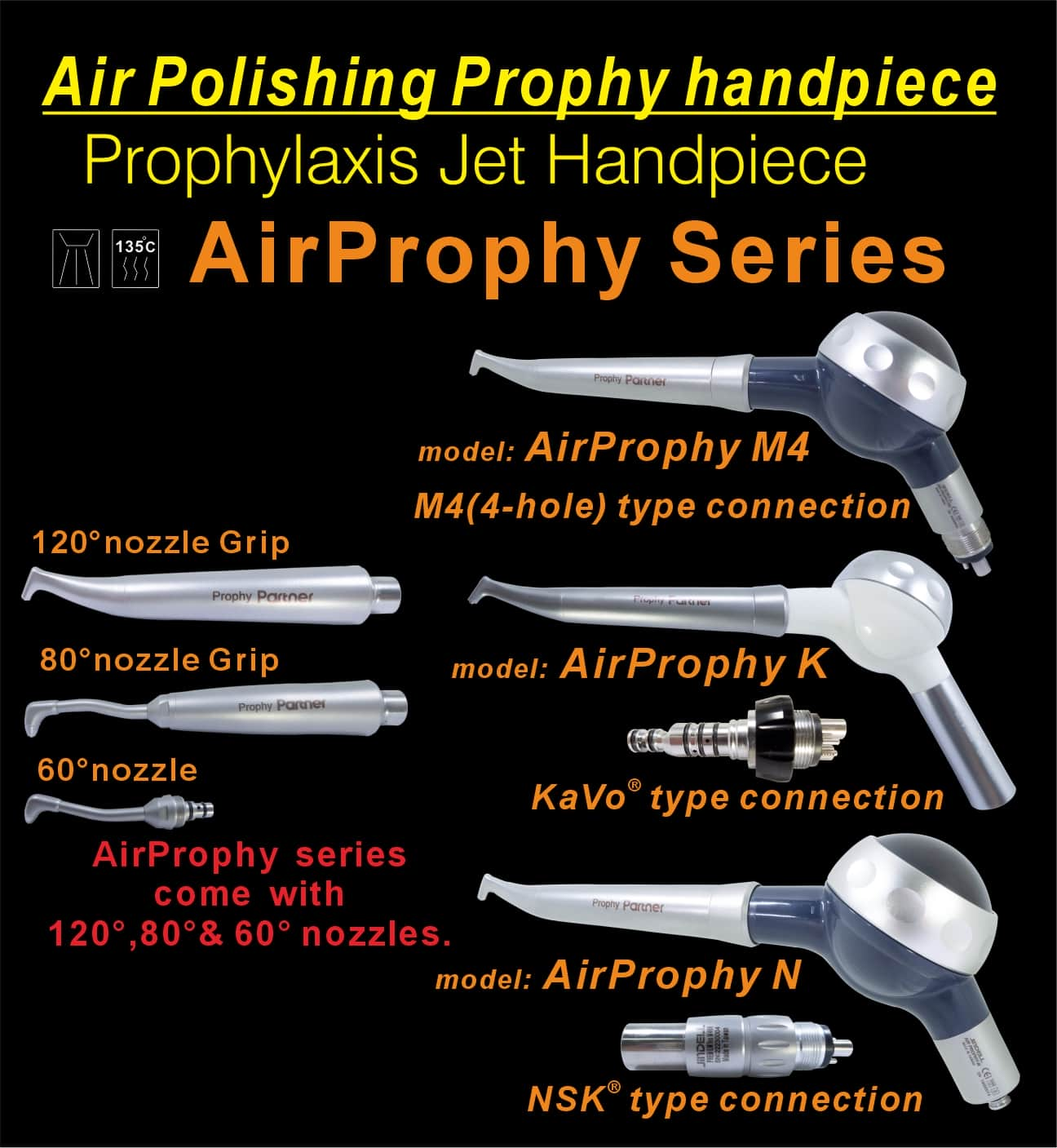 AirProphy Series Air Polishing Prophylaxis Jet handpiece