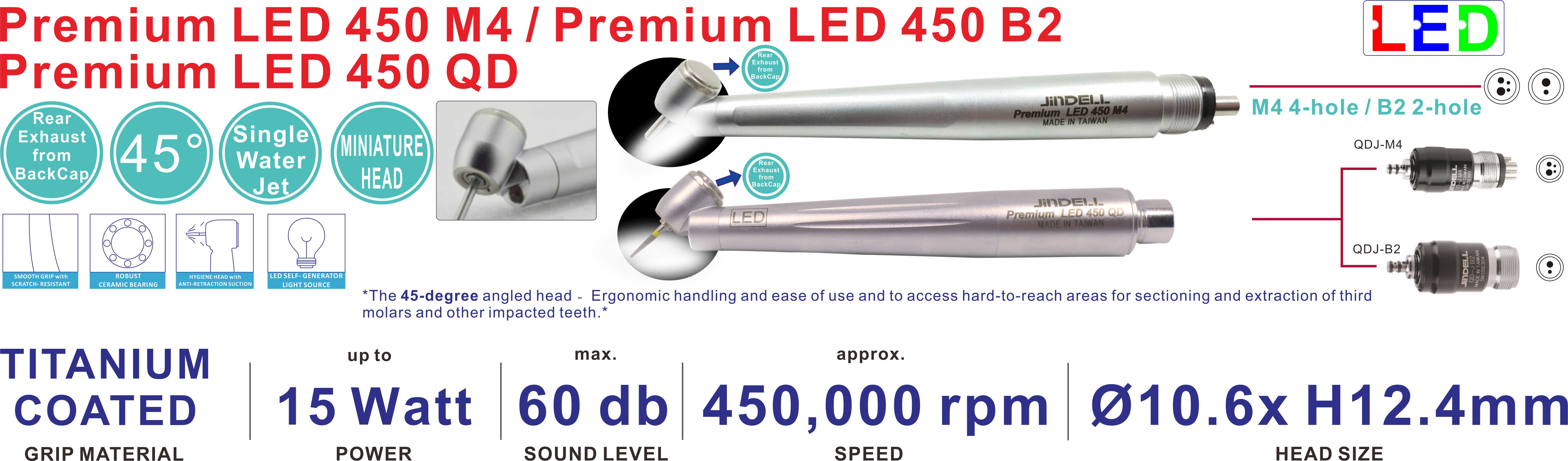 Premium LED 450 series series Turbine Handpiece