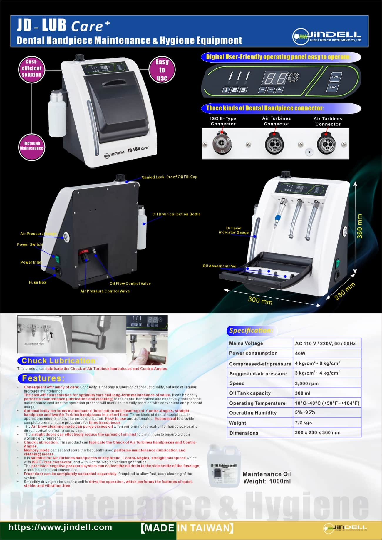 JD-LUB Care+ Dental Handpiece Maintenance & Hygiene Equipment